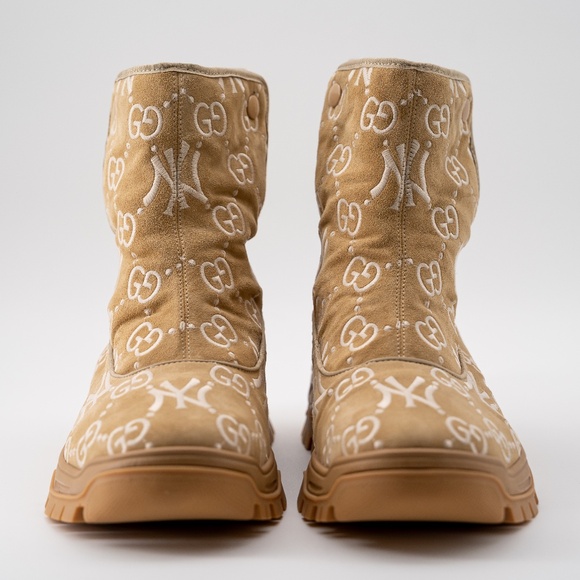 size 13G - Gucci Yankees Ankle Boots Beige GG NY MLB - Picture 2 of 14
